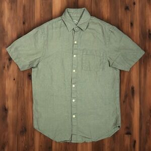 Alex Crane Ola Moss Linen Short Sleeve Button Up Shirt Mens Small Classic Casual